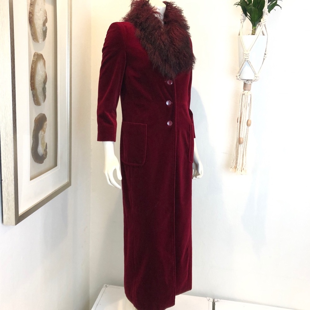 SOLD // 1990s Vintage Velvet Mongolian Lamb Coat